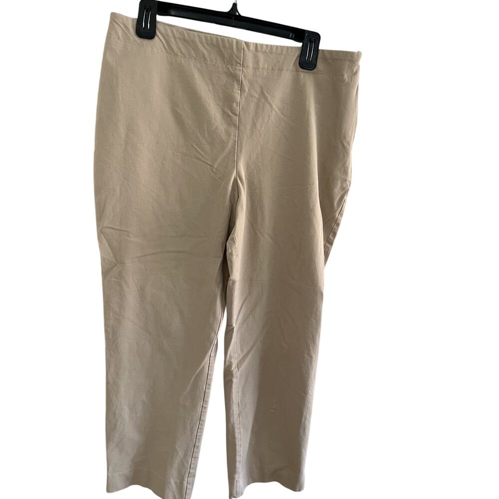 Talbots Pants 14 Heritage Chino Cotton Beige Straight Ankle Leg Stretchy Preppy